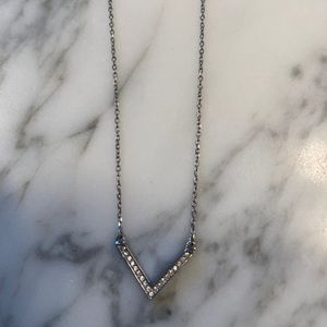 Michael Kors Chevron Silver Pave Necklace